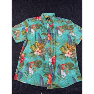 Island Crew Hawaiian Shirt Mens 3XL Pineapple Floral4 Way Stretch Aloha Tropical